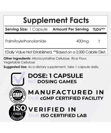 Nootropics Depot Palmitoylethanolamide Capsules 400mg | 30 Count | Supports Healthy Inflammatory Response | International Shipping Available - Buy Online on GoSupps.com