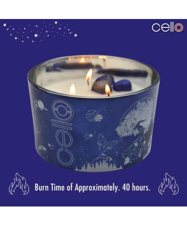 Celestial Large Scented Candle with Lazurite Gemstones - Blue Crystal Candle for Astrology Gift, Ideal for Men or Women - Buy Online on GoSupps.com