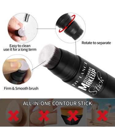 DE'LANCI Contour Stick Duo - Cream Foundation & Highlighter Makeup Set | Brown Dark Contour & Bronze Highlighter | Longwear Formula with Brush - Buy Online on GoSupps.com