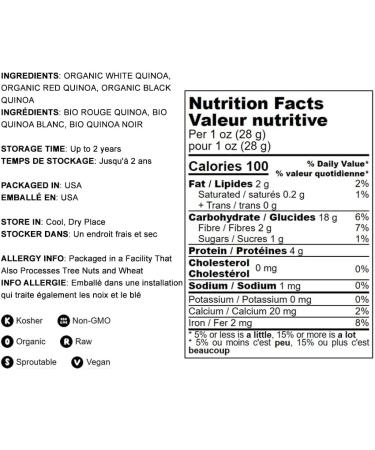 Organic Tri-Color Quinoa 5 lbs - Non-GMO Three-Color Blend - Whole Grain, Kosher, Vegan - High Fiber & Protein - Bulk Pack - Buy Online on GoSupps.com
