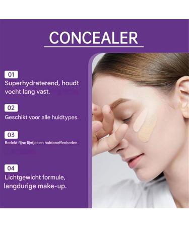 Cream Concealer Lightweight Full Coverage Makeup Natural Finish Makeup Smooth Moisturizing Texture Waterproof and Long Lasting 75 Ml For All Skin Types Shallow color refer to the description - Buy Online on GoSupps.com