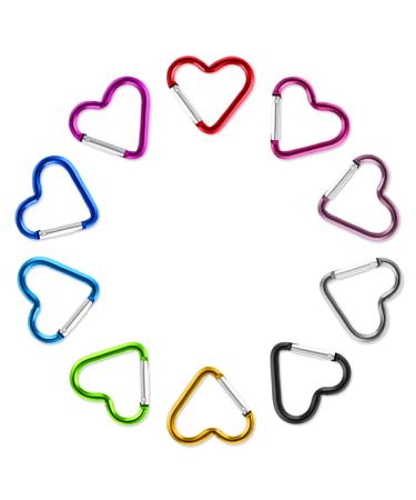 10 pieces of carabiner heart carabiner hooks in heart shape aluminum carabin hooks small key rings colorful carabiner keychain for camping fishing mountains climb hiking trips