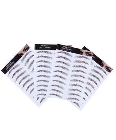 BIUDECO Hair-like Eyebrows 4pcs Eyebrow Stickers Tool Stickers Makeup Brow Sticker Artificial Eyebrow Applique Make up 4d