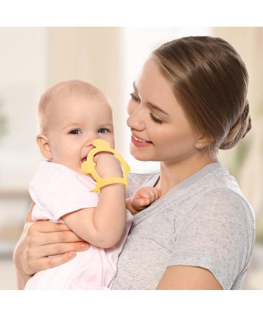 Vicloon Baby Teething Ring - 2PC Silicone BPA-Free Soft Lion Bite Toys for 3+ Months - Dental Aid & Massager - Yellow - Buy Online on GoSupps.com