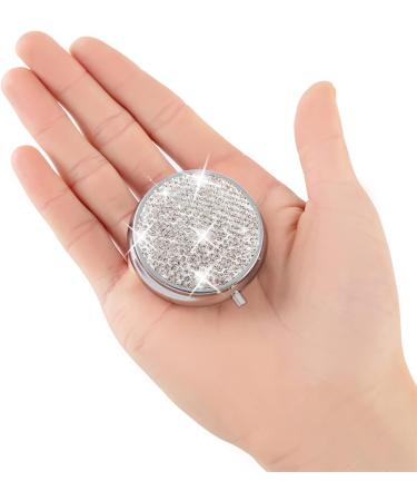 Bling Pill Box - 3 Compartment Medicine Organizer with Rhinestones | Waterproof Silver Pill Case for Vitamins & Supplements - Buy Online on GoSupps.com