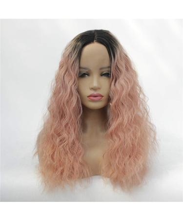 wig Corn long curly hair wig fluffy gradient color chemical fiber front lace wig headgear