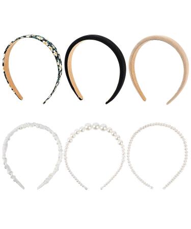 Vin Beauty 6Pcs Women's Headbands Set - Non-slip, Pearl and Flower Designs for Girls - Buy Online on GoSupps.com