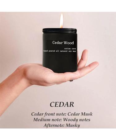 Scented Cedar Candle 7oz - 45 Hour Burn | Perfect Gifts for Women & Men | Spring Soy Candles in Black Jar | Reusable Candle Gift - Buy Online on GoSupps.com