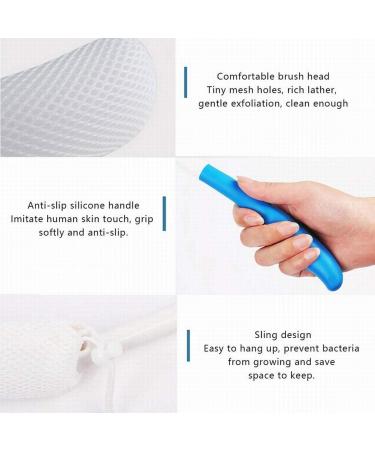 MagiDeal Vinyl Quote Me Long Anti-Slip Curve Handled Bath Body Brush - Easy Reach for Seniors - Blue - 1 Count - Buy Online on GoSupps.com