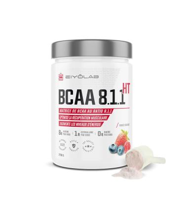 BCAA 8.1.1 | Amino Acids Powder | 8 g Leucine + 1 g Citrulline per Dose | Building and Muscle Recovery | Effective Against Lactic Acid | Red Fruits 250g Sugar Free | Eiyolab