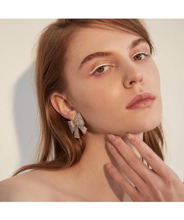 Pave Crystal Bowknot Stud Earrings - Elegant Fashion Jewelry for Women and Girls - Buy Online on GoSupps.com