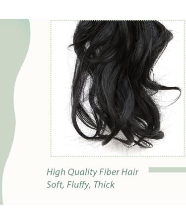 Curly Wavy Clip In Ponytail Extension | Matte Material | 18 inch Dark Black Synthetic Hairpiece - Buy Online on GoSupps.com