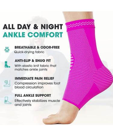 Modvel Foot & Ankle Brace Socks - Compression Sleeve for Sprains Tendonitis & Arthritis - Unisex Support for Sports & Running - Pink Gum Medium - Buy Online on GoSupps.com