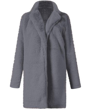 Shop Hanxiulin Oversize Plush Hoodie Jacket - Fleece Winter Coat for Women Cozy Long Sleeve Stand-Up Collar 5XL Dark Gray - Buy Online on GoSupps.com