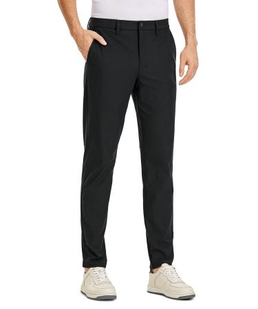 CRZ YOGA Men's All-Day Comfort Golf Pants - 30"/32"/34" Quick Dry Lightweight Work Casual Trousers with Pockets 36W x 32L Black