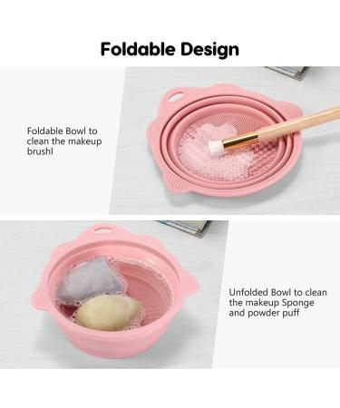 Makeup Brushes Cleaner Foldable Portable Makeup Brush Cleaning Bowl with Silicone Cleaning Mat sy to Clean the Makeup Brush Powder Puff Sponge - Buy Online on GoSupps.com