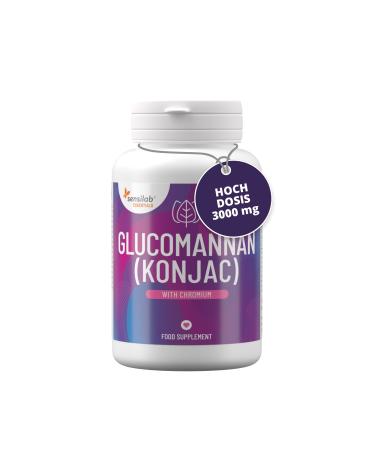 Glucomannan (Konjac) capsules 3000 mg high -dose with chrome - vegan without additives without allergens without GMO 180 capsules - sensational essentials - Buy Online on GoSupps.com