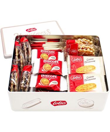  Vandeca Lotus Biscuit Tin Collection - Crispy Waffles Breton Butter Pebble Vanilla-Filled Speculoos - Biscuit Tin - Coffee Biscuits - 451 g - Buy Online on GoSupps.com
