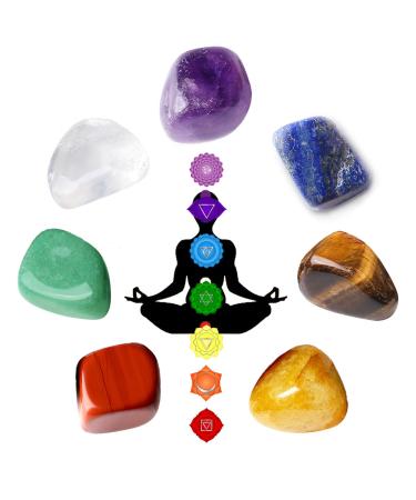 XIANNVXI 7 Chakra Crystal Stones Natural Irregular Polished Tumbled Stones Bulk Crystals Gemstones Vase Filler Decorative Stones Reiki Palm Energy Stones 100 Gram B - 7 Chakra