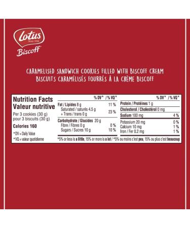 Lotus Biscoff - Caramelized Sandwich Cookies - Original Biscoff Cream Filling 1 sleeve of 15 cookies - Buy Online on GoSupps.com