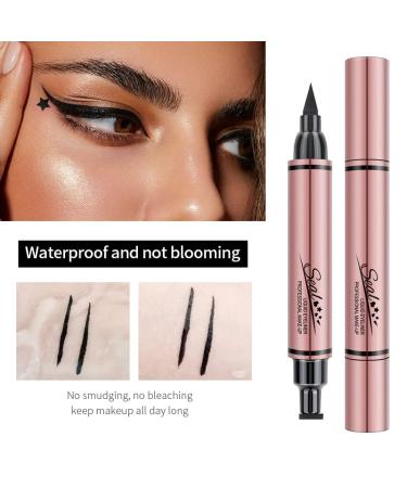 Pinkiou 2 in 1 Double-headed Eyeliner Stamps Set - Black Liquid Eye Liner Pen with Eye Makeup Stamp - Long Lasting & Waterproof - Smudgeproof Eyeliner Tattoo Tool for Women - Easy to Use (5Pcs) - Buy Online on GoSupps.com