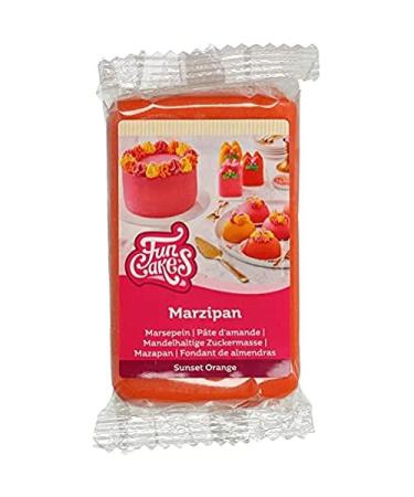 FunCakes Marzipan Sunset Orange: Easy to Use Delicious Taste Flexible and Smooth Easy to Roll Out Fine and Firm Perfect for Cake Decorating Halal Kosher and Gluten Free. 250 g.