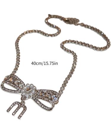 Oralgos Sparkling Diamond Loop Letter Necklace - Elegant Alloy & Pearl Jewelry for Parties & Everyday Wear - Buy Online on GoSupps.com