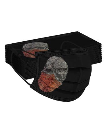 Generically 50 pieces of adult mouth protection colorful once 3-layer with skull motif breathable mns towel mouth and nose protection multifunctional cloth mouth cloth for women and men unit size A-04