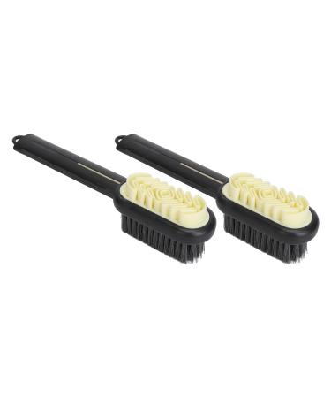 Double-Sided Shoe Cleaning Brush Set - Long Handle Space-Saving Design Ultra-Fine Fiber Bristles for Leather Care & Stain Removal - 2 Piece - Buy Online on GoSupps.com