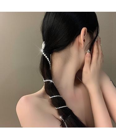 fdsmall Rhinestone Snake Hair Chains Punk Tassel Hair Clips Long Crystal Hair Barrettes Snake Shape Sparkle Crystal Adornments Snake Hair Pins Headpieces Hair Accessories for Girls (Gold)