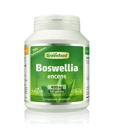 Greenfood Boswellia Incense, 400 mg, High Dose, 120 Capsules - No Artificial Additives, No Genetic Engineering. Vegan.