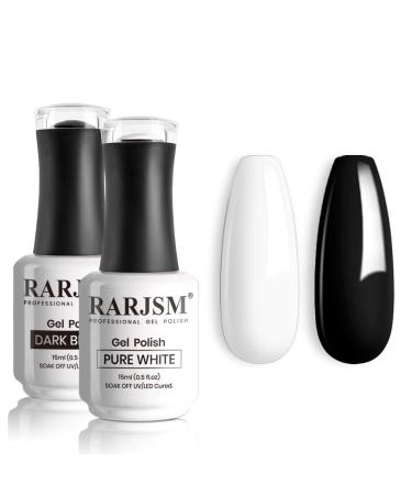 RARJSM 15ML Black White Gel Nail Polish Kit White Black Nail Polish Soak Off Led Lamp Cured Nail Art Vanish Starter Manicure Salon DIY at Home