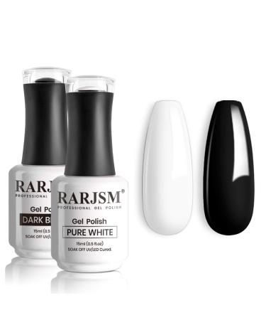 RARJSM 15ML Black White Gel Nail Polish Kit White Black Nail Polish Soak Off Led Lamp Cured Nail Art Vanish Starter Manicure Salon DIY at Home - Buy Online on GoSupps.com