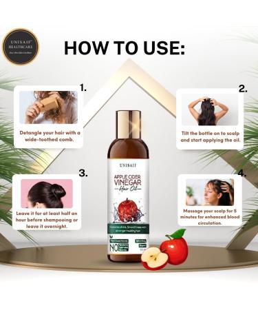 Apple Cider Vinegar Hair Oil for Dry Damaged Hair - Boost Shine & Growth | 100 ml Natural Hair Treatment - Buy Online on GoSupps.com