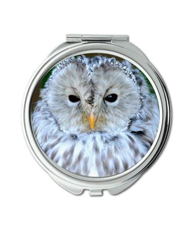 Mirror Compact Mirror owl art Habichtskauz oder Uralkauz Strix uralensis pocket mirror portable mirror