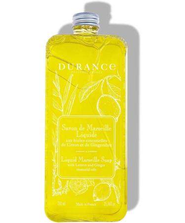 Durance Liquid Marseille Soap Refill With Lemon & Ginger Essential Oils 750ml Paraben Free Hand Wash Refill Vegan Friendly - Gently Cleanses & Nourishes - Buy Online on GoSupps.com
