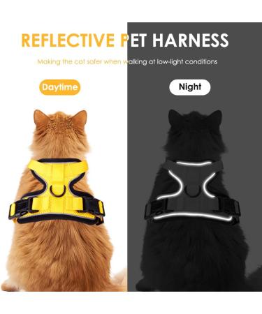 Breakproof Cat Leash Set & Adjustable Soft Kitten Vest - Reflective Stripes Yellow Size S | Durable Dishes for Small Kittens - Buy Online on GoSupps.com