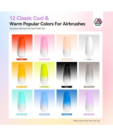 Saviland Airbrush Gel Nail Polish Set: 12 Colours/30ml Classic Cool And Warm Nail Art polish Set Spray Airbrush Paint Gel for Nails No Dilution Gel Polish for French Nail Art Manicure DIY Salon 02-Cool Warm Colors - Buy Online on GoSupps.com