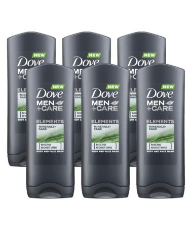 Dove Men Care Body & Face Wash, Minerals and Sage - 13.5 Fl Oz / 400 mL X 6 Pack Case, Made in Germany