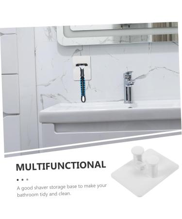 Alipis Self-Adhesive Shower Razor Hooks - 4-Piece White ABS Holder for Brushes & Loofahs - No Punching Compact Design (7.5x5.5x3cm) - Buy Online on GoSupps.com