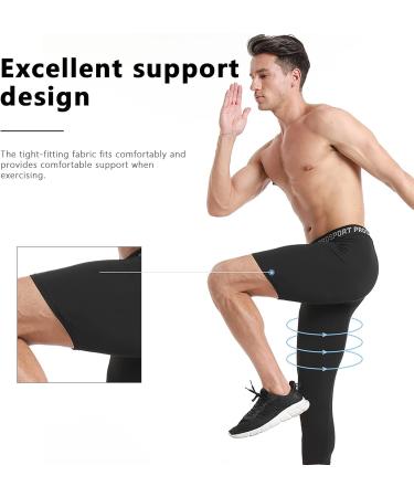 Blaward Men's Compression 3/4 Leg Tights - Pack of 2 Black+White, Small - Buy Online on GoSupps.com