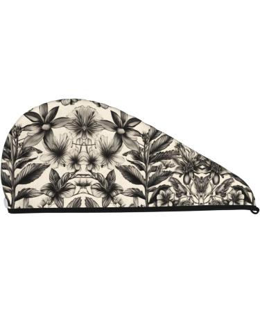 Floral Herbs Botanical Coral Velvet Dry Hair Cap with Buttons - Anti Frizz for Curly Long & Thick Hair - Buy Online on GoSupps.com