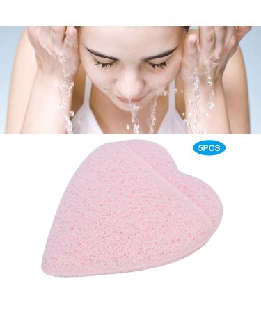 Hydrophilic Face Wash Pads | 5pcs Heart Shaped Light Pink Sponges for Women & Girls - Gentle Cleansing - Buy Online on GoSupps.com