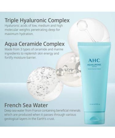 AHC Hydrating Aqualuronic Facial Cleanser Korean Skincare for Dehydrated Skin 140 ml - Buy Online on GoSupps.com