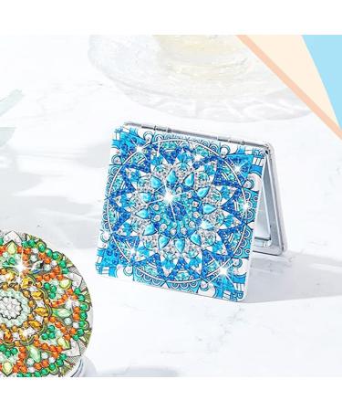 Blue Sunflower Diamond Painting Handheld Compact Mirror for Kids, Women & Girls - Perfect for Purses and Travel - Buy Online on GoSupps.com
