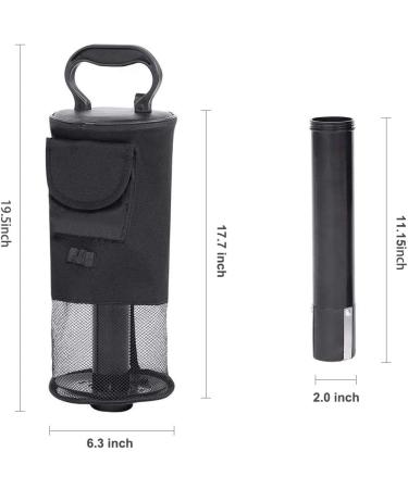 Golf Ball Collector Bag with Detachable Ball Retriever - Holds 75 Balls, Scooping Device & Storage Bag - Black - Buy Online on GoSupps.com