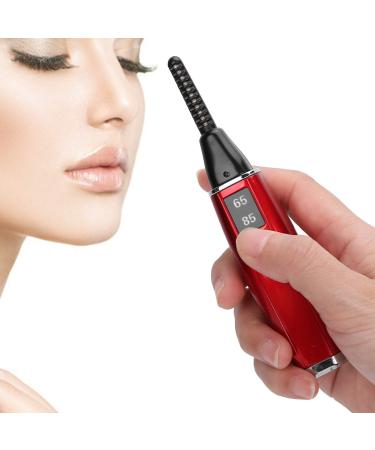 Heated Eyelash Curlers Fast Heat up Within 10s 24 Hours Lasting Rechargeable Electric Eyelash Curler with Type C Lash Curler for Women (Red)
