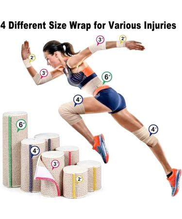 yuoseg 5 Rolls Elastic Bandage Wrap - Compression Bandage with Self Closure and Extra Clips Latex Free Bandage for Sports C 10x450cm - Buy Online on GoSupps.com