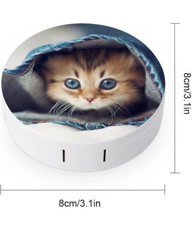 Cute Cat Round Case For Contact Lens Kit Storage Box with Mirror Printed - Buy Online on GoSupps.com
