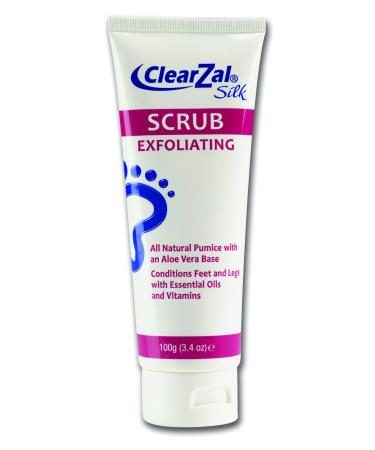 ClearZal Scrub 3.4oz Foot and Skin Exfoliating Scrub All Natural Pumice With An Aloe Vera Base Repairs Cracked Heels Loosens Calluses and Dry Skin
